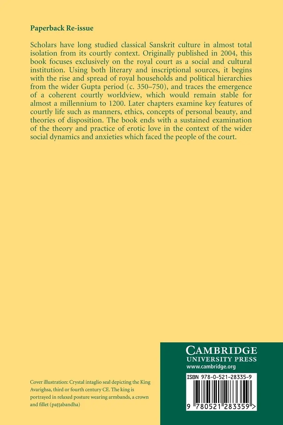 Rückseite: 9780521283359 | Courtly Culture and Political Life in Early Medieval India | Daud Ali