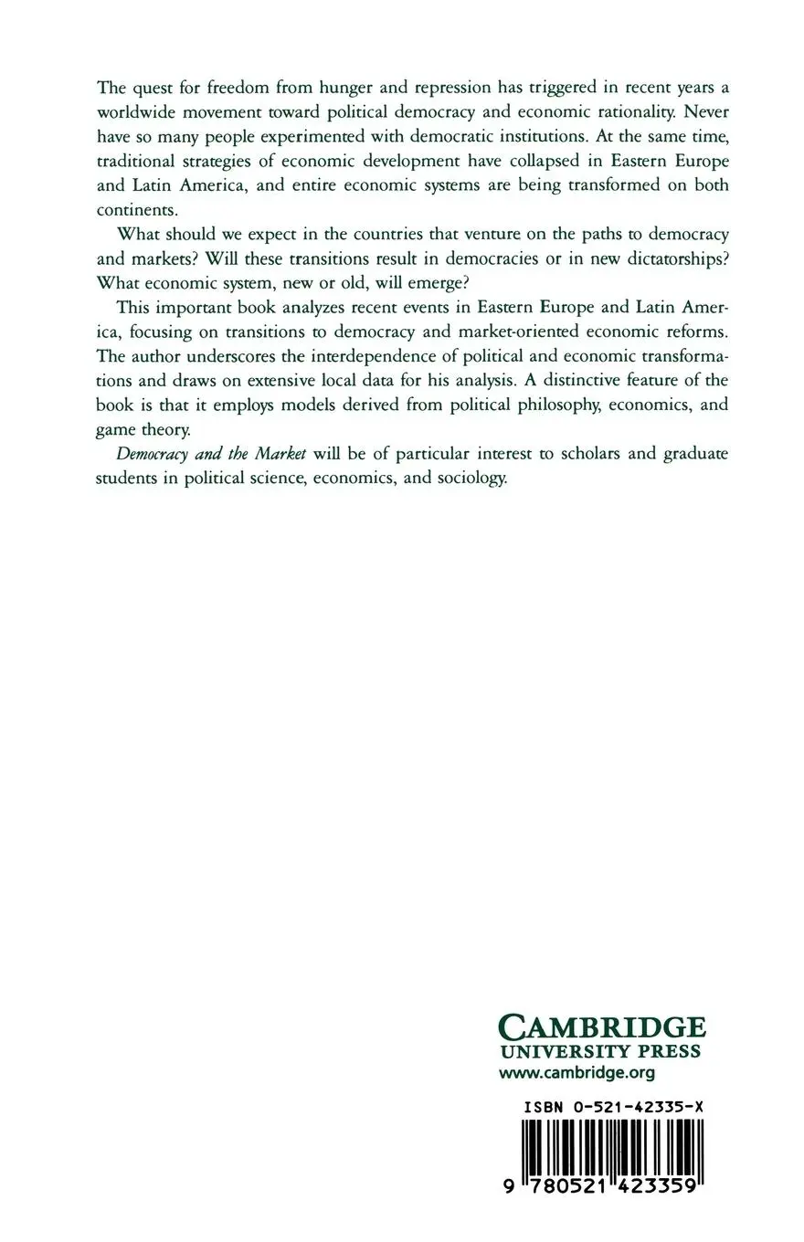 Rückseite: 9780521423359 | Democracy and the Market | Adam Przeworski | Taschenbuch | Englisch