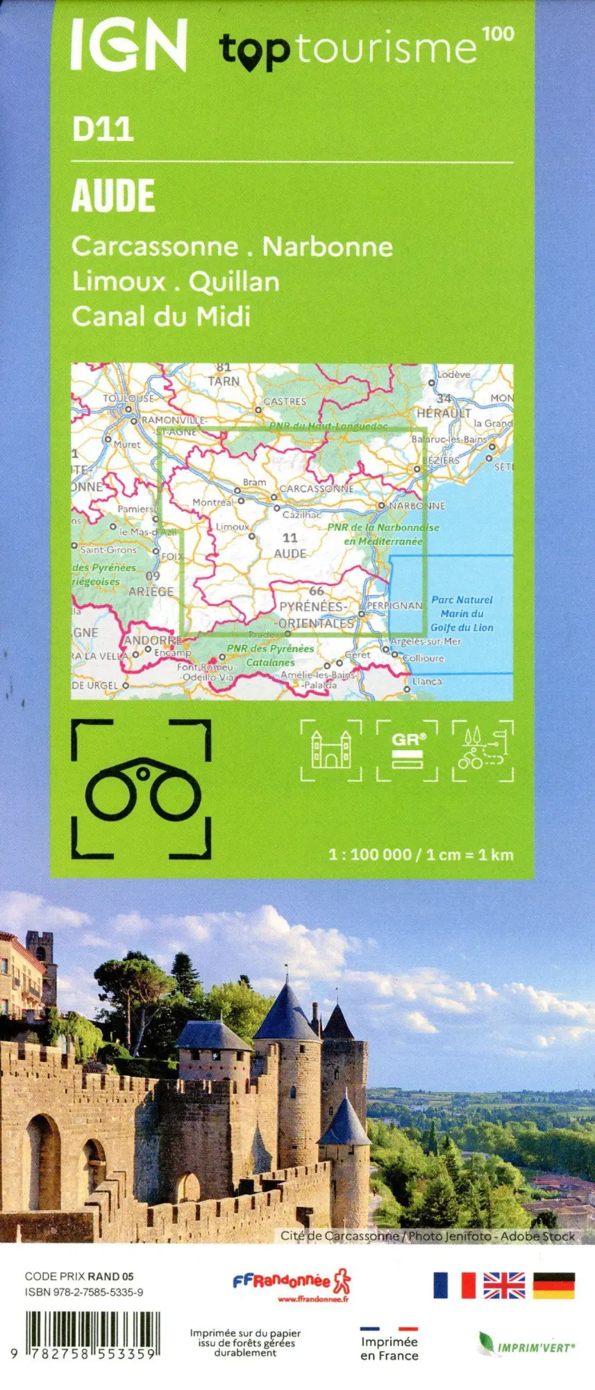 Bild: 9782758553359 | 11 Aude Carcassonne | 1:100000 | (Land-)Karte | Französisch | 2024