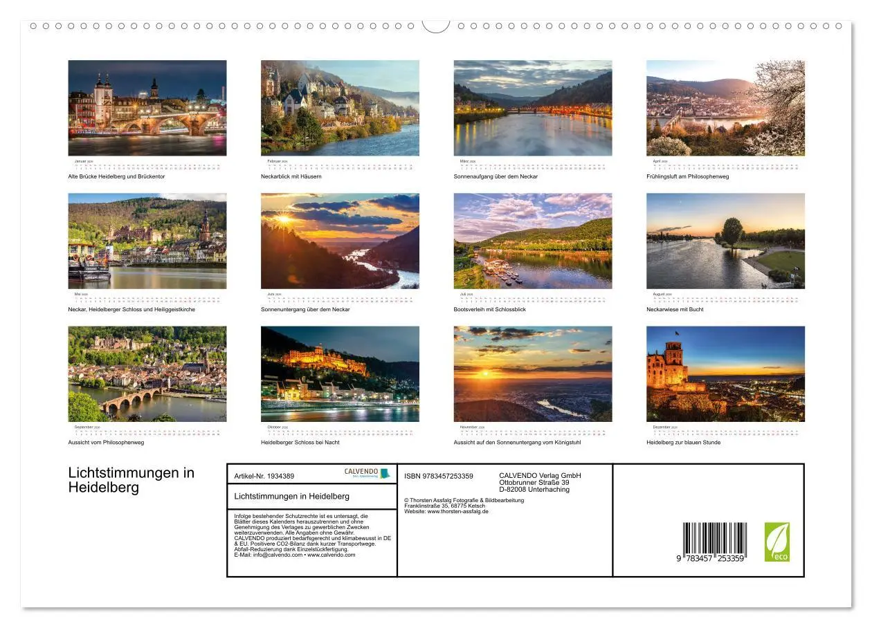 Bild: 9783457253359 | Lichtstimmungen in Heidelberg (hochwertiger Premium Wandkalender...