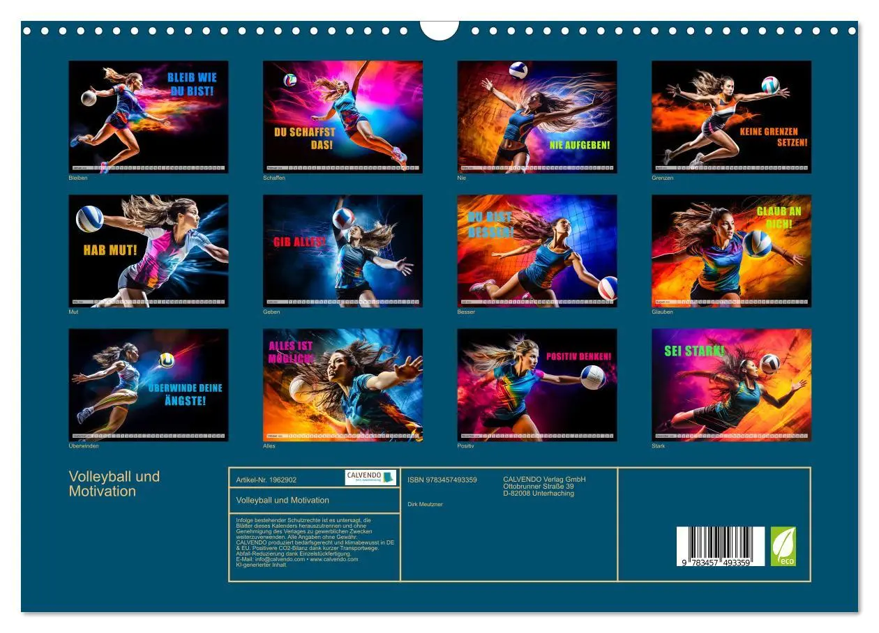 Bild: 9783457493359 | Volleyball und Motivation (Wandkalender 2026 DIN A3 quer), CALVENDO...