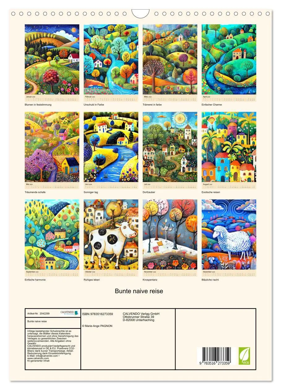Bild: 9783516273359 | Bunte naive reise (Wandkalender 2026 DIN A3 hoch), CALVENDO...
