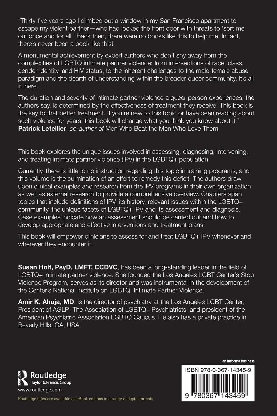 Rückseite: 9780367143459 | LGBTQ+ Intimate Partner Violence | Susan Holt (u. a.) | Taschenbuch