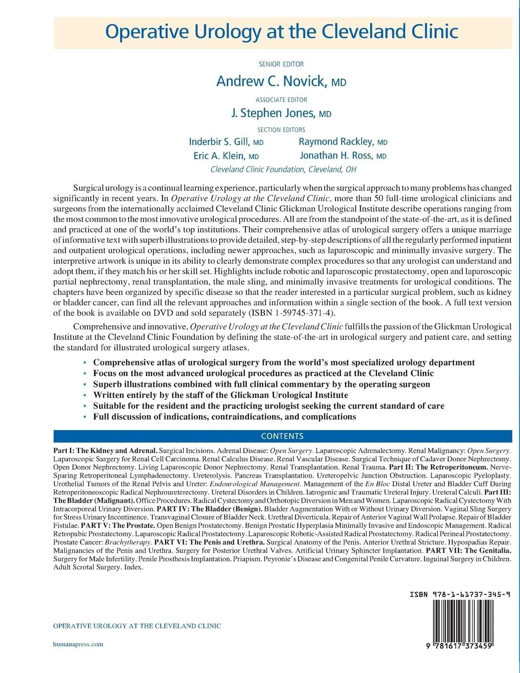 Rückseite: 9781617373459 | Operative Urology | Andrew C Novick (u. a.) | Taschenbuch | xiv | 2010