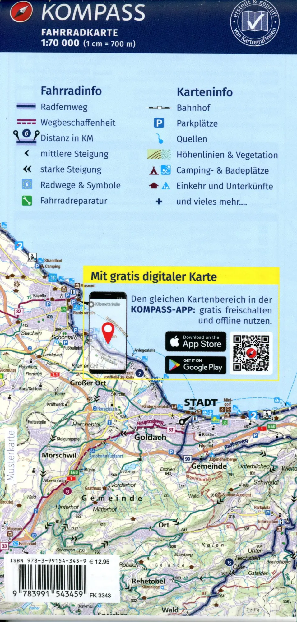 Bild: 9783991543459 | KOMPASS Fahrradkarte 3343 Nürnberg und Umgebung 1:70.000 | Deutsch