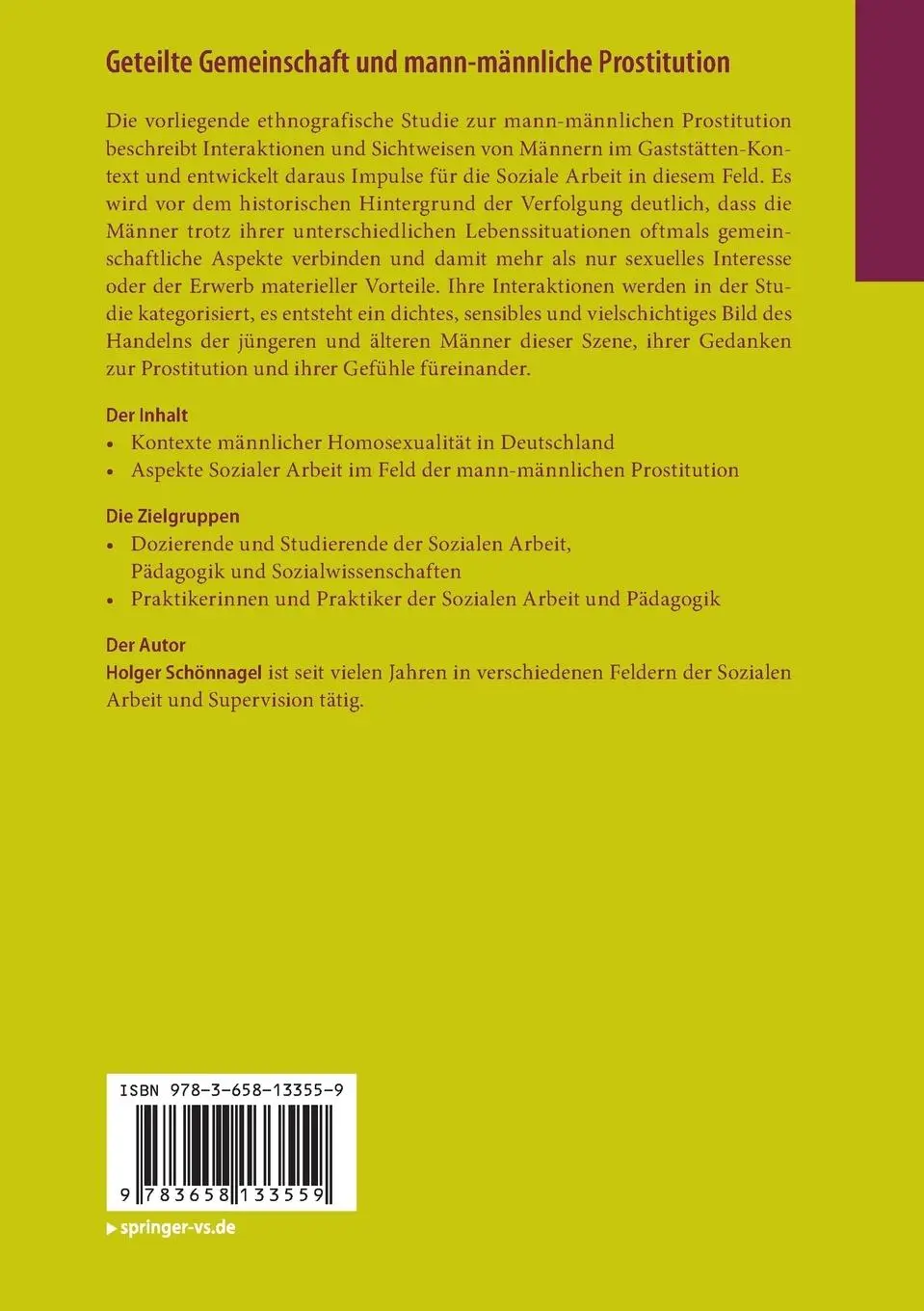 Rückseite: 9783658133559 | Geteilte Gemeinschaft und mann-männliche Prostitution | Schönnagel