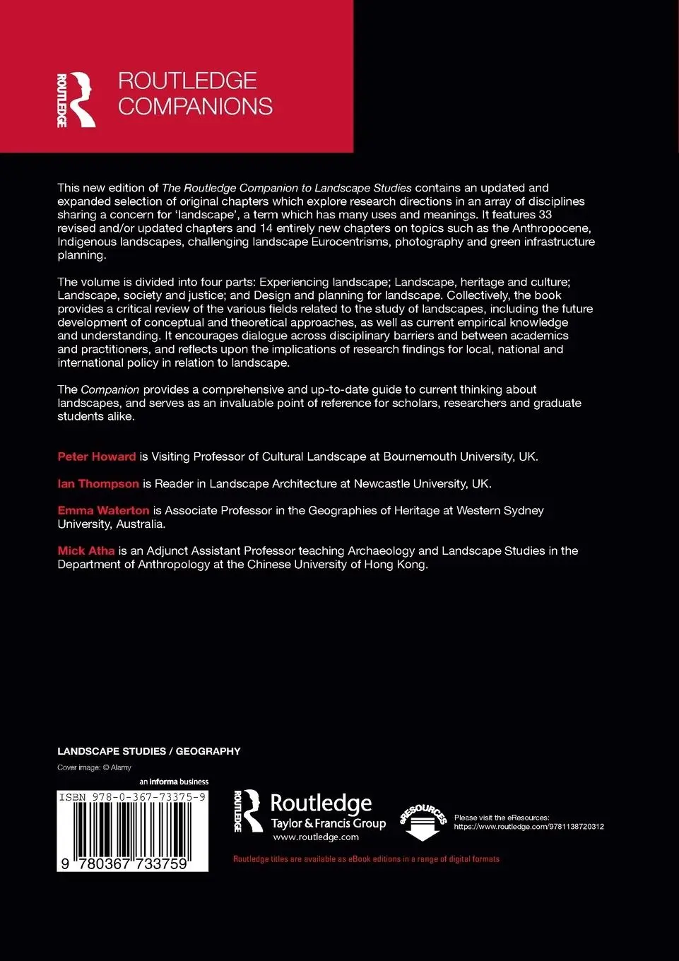 Rückseite: 9780367733759 | The Routledge Companion to Landscape Studies | Peter Howard (u. a.)