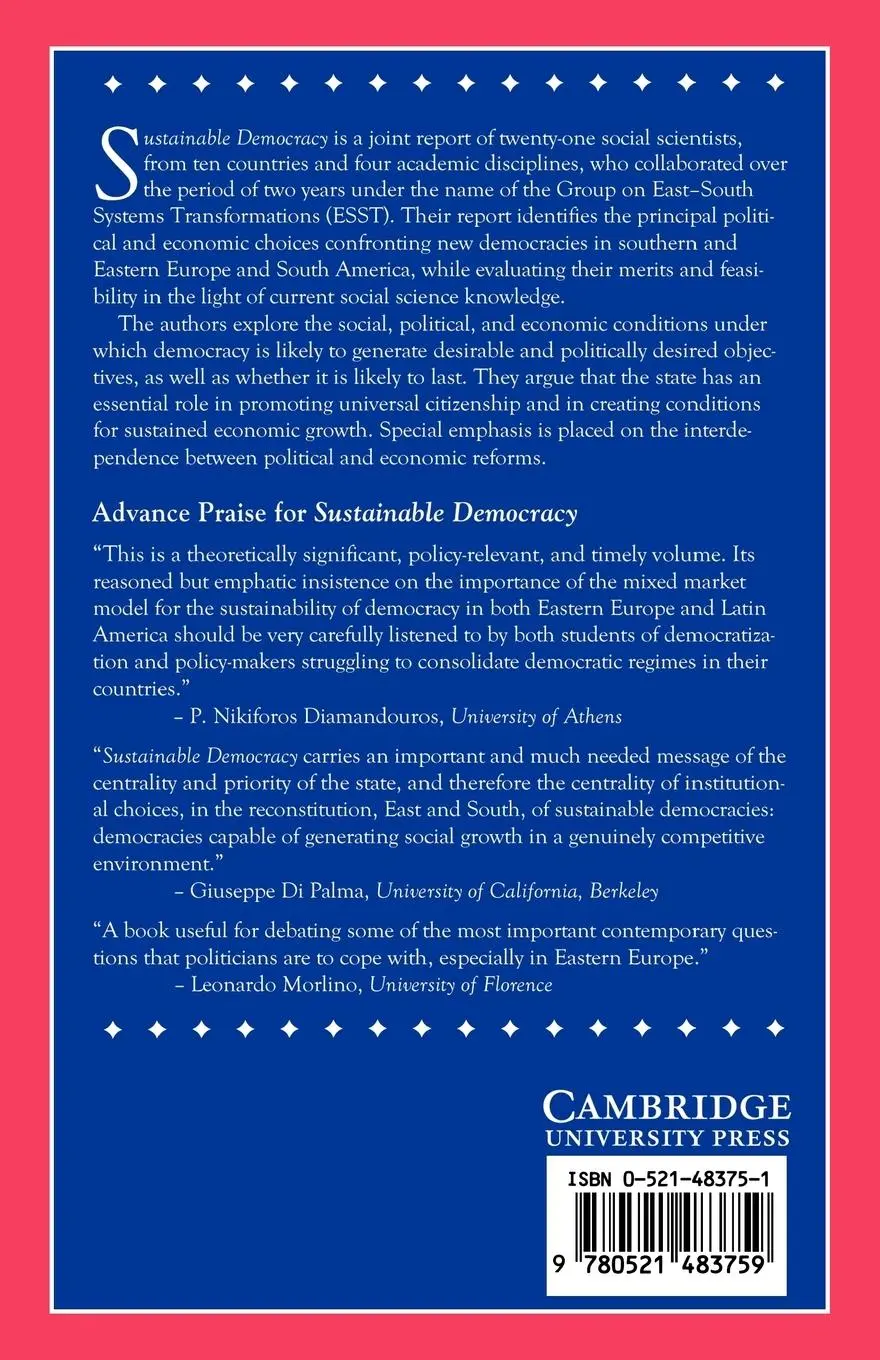 Rückseite: 9780521483759 | Sustainable Democracy | Adam Przeworski | Taschenbuch | Englisch