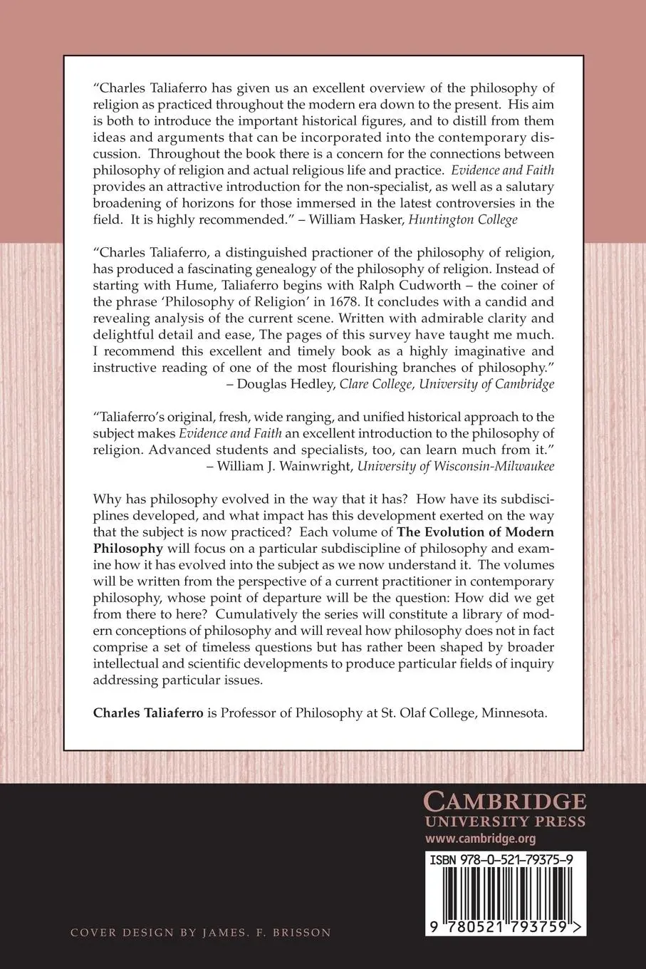 Rückseite: 9780521793759 | Evidence and Faith | Charles C. Taliaferro | Taschenbuch | Englisch