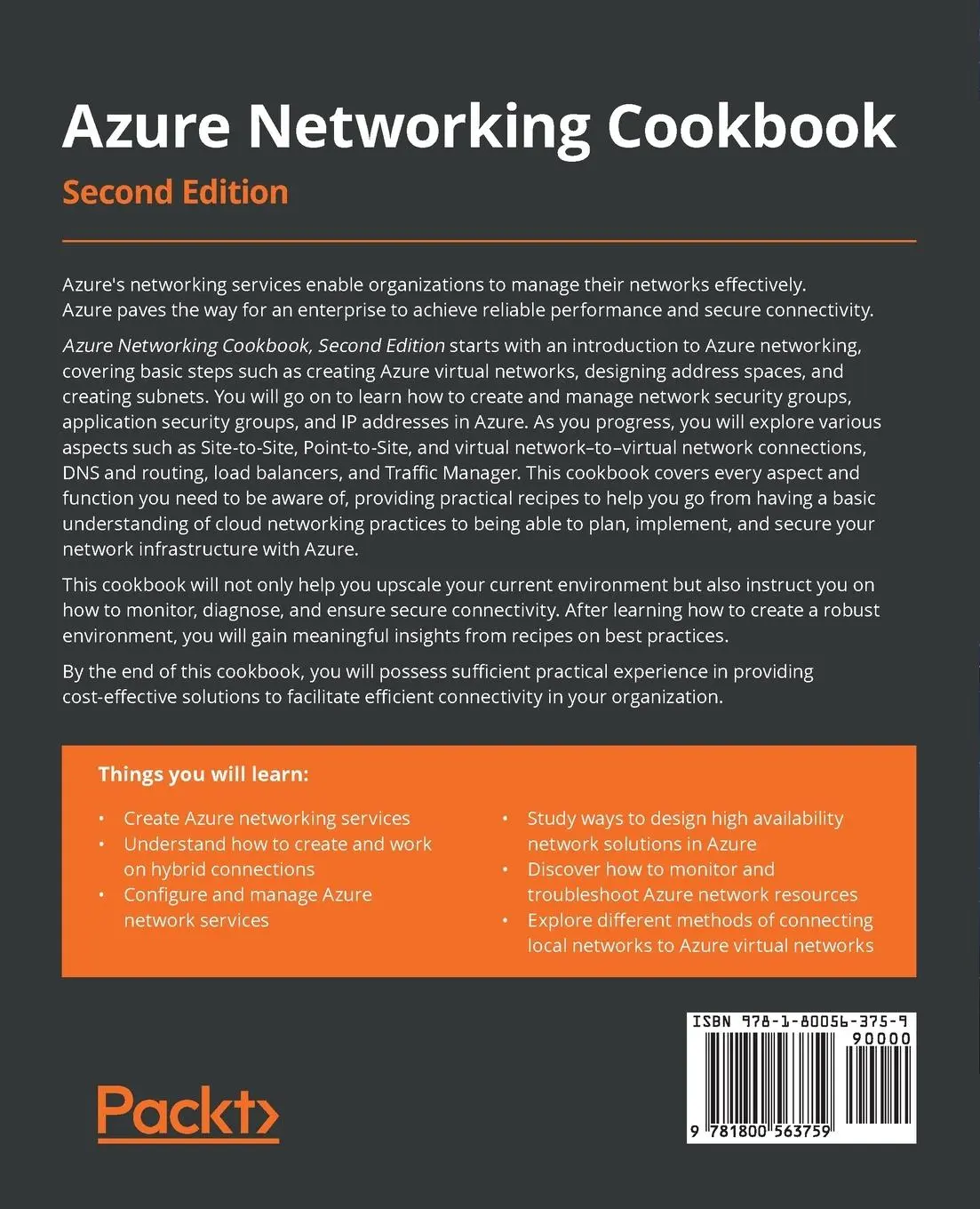 Rückseite: 9781800563759 | Azure Networking Cookbook | Mustafa Toroman | Taschenbuch | Englisch