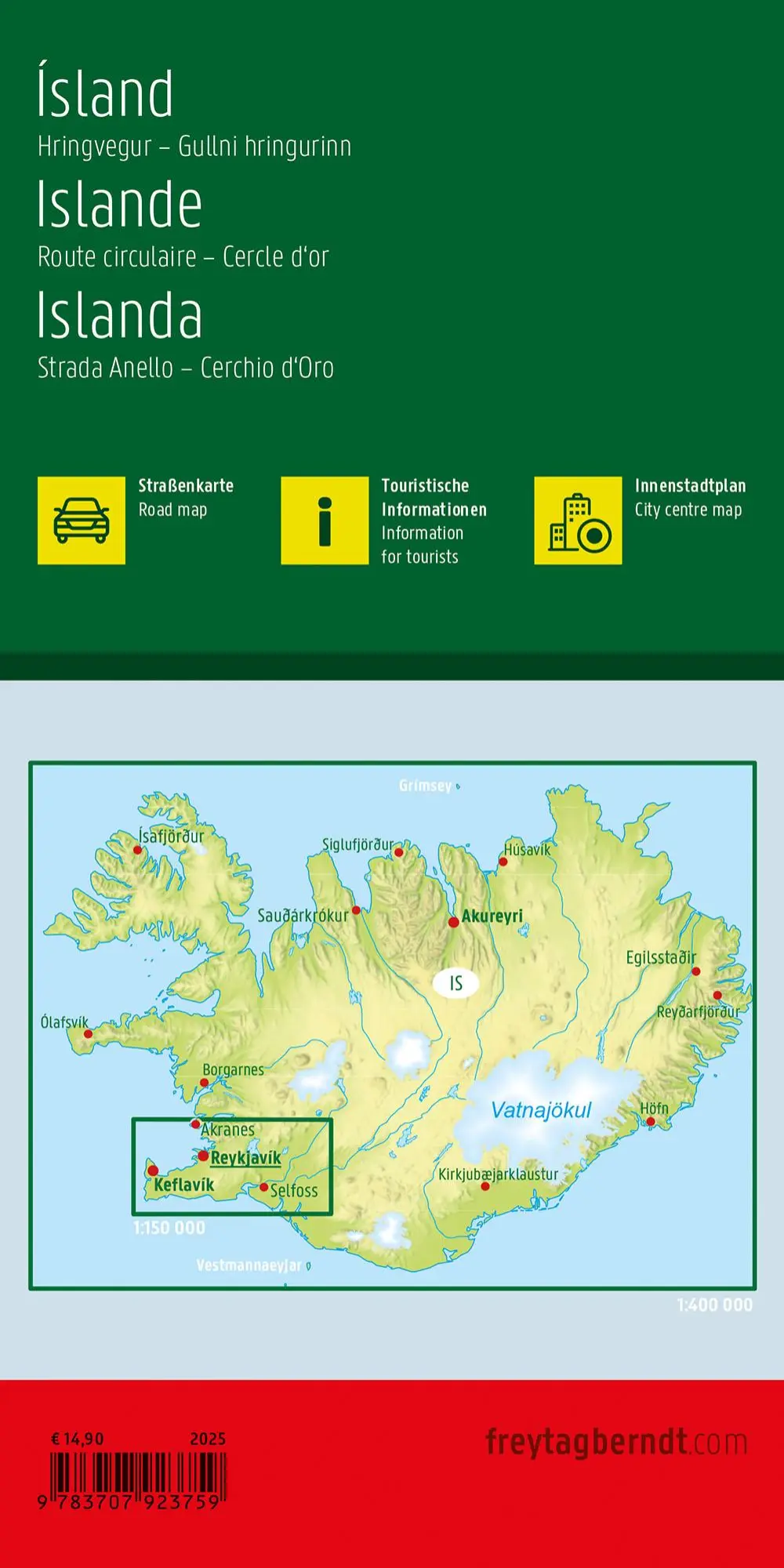 Rückseite: 9783707923759 | Island, Straßenkarte 1:400.000, freytag &amp; berndt | Freytag &amp; Berndt