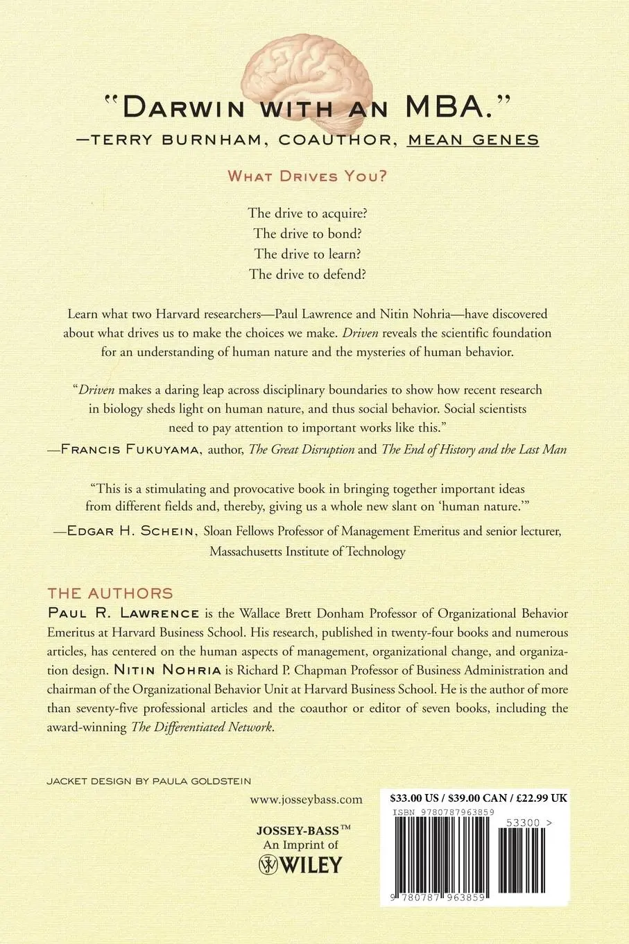Rückseite: 9780787963859 | Driven | How Human Nature Shapes Our Choices | Paul R Lawrence (u. a.)