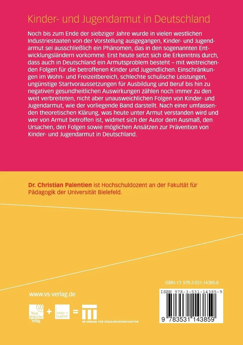 Rückseite: 9783531143859 | Kinder- und Jugendarmut in Deutschland | Christian Palentien | Buch
