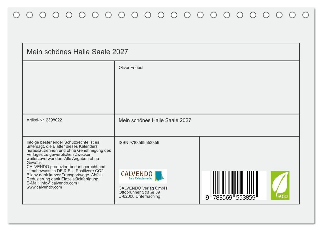 Bild: 9783569553859 | Mein schönes Halle Saale 2027 (Tischkalender 2027 DIN A5 quer),...