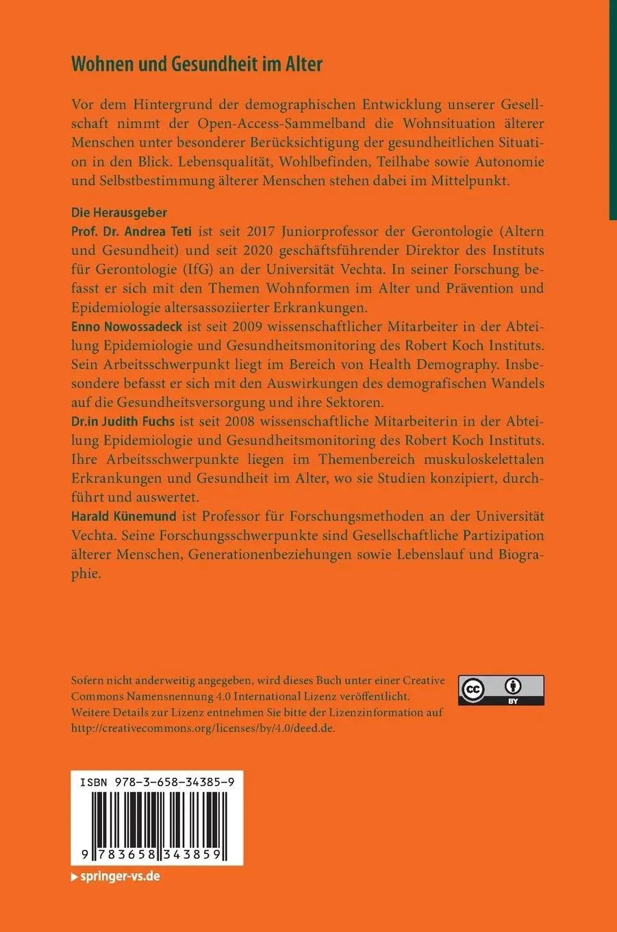 Rückseite: 9783658343859 | Wohnen und Gesundheit im Alter | Andrea Teti (u. a.) | Buch | IX