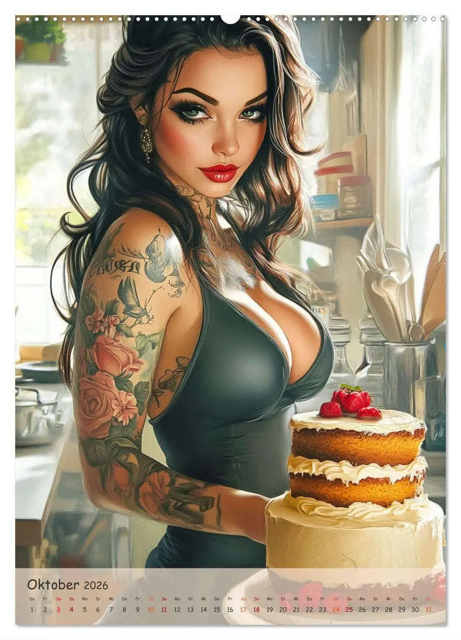 Bild: 9783457254059 | Tattoo Girls und Torten (Wandkalender 2026 DIN A2 hoch), CALVENDO...
