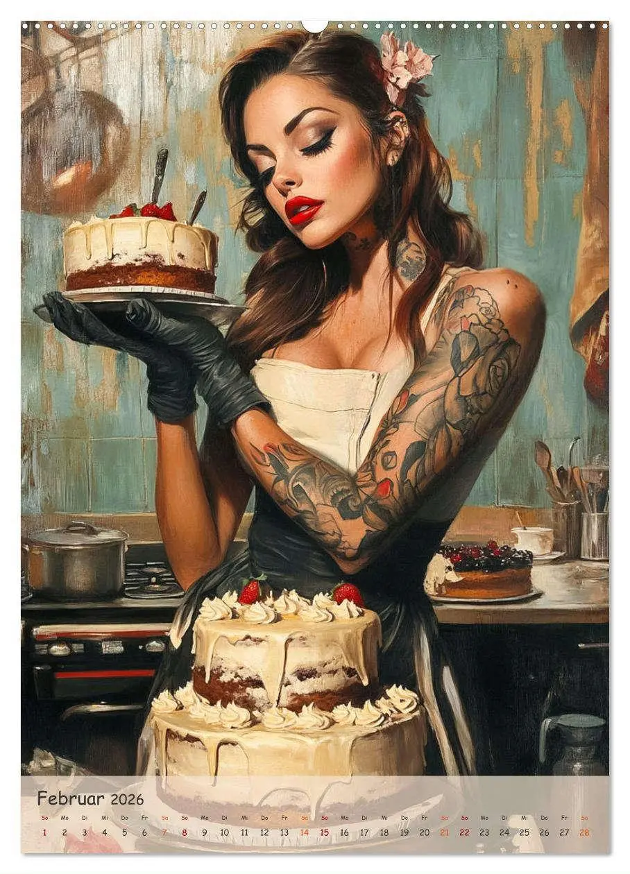 Bild: 9783457254059 | Tattoo Girls und Torten (Wandkalender 2026 DIN A2 hoch), CALVENDO...