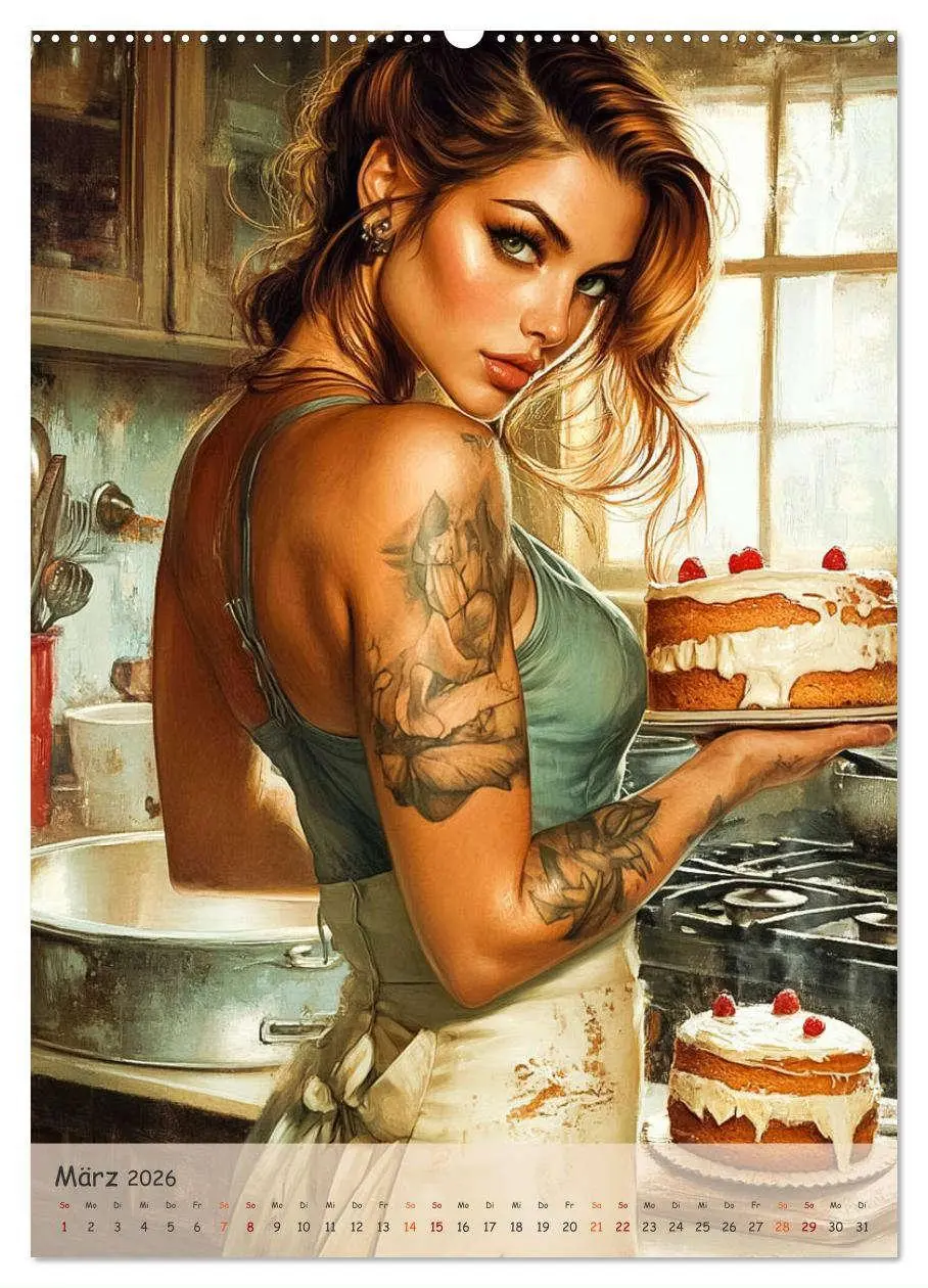 Bild: 9783457254059 | Tattoo Girls und Torten (Wandkalender 2026 DIN A2 hoch), CALVENDO...