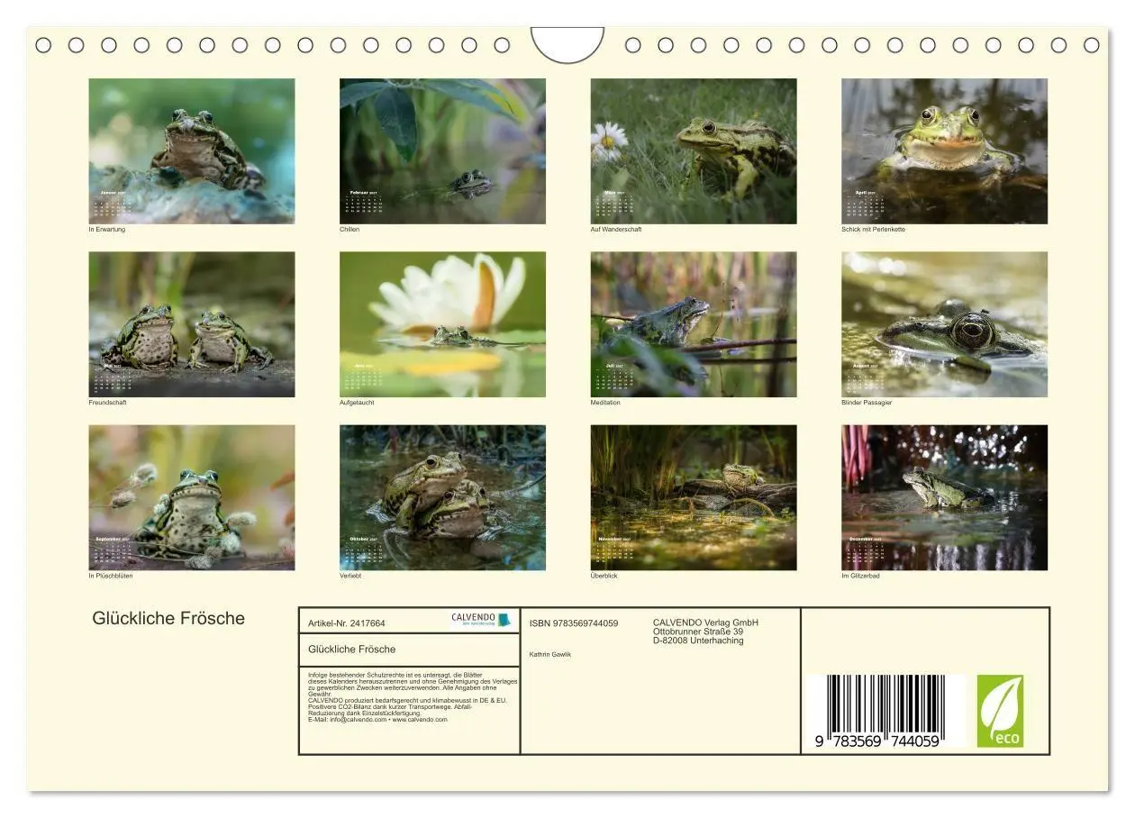 Bild: 9783569744059 | Glückliche Frösche (Wandkalender 2027 DIN A4 quer), CALVENDO...
