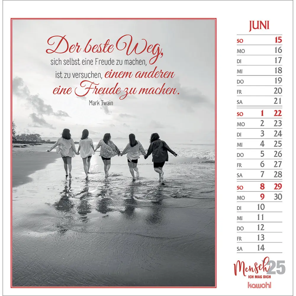 Bild: 9783754874059 | Mensch, ich mag dich 2025 | Schwarz-Weiss-Postkarten-Kalender | 2025
