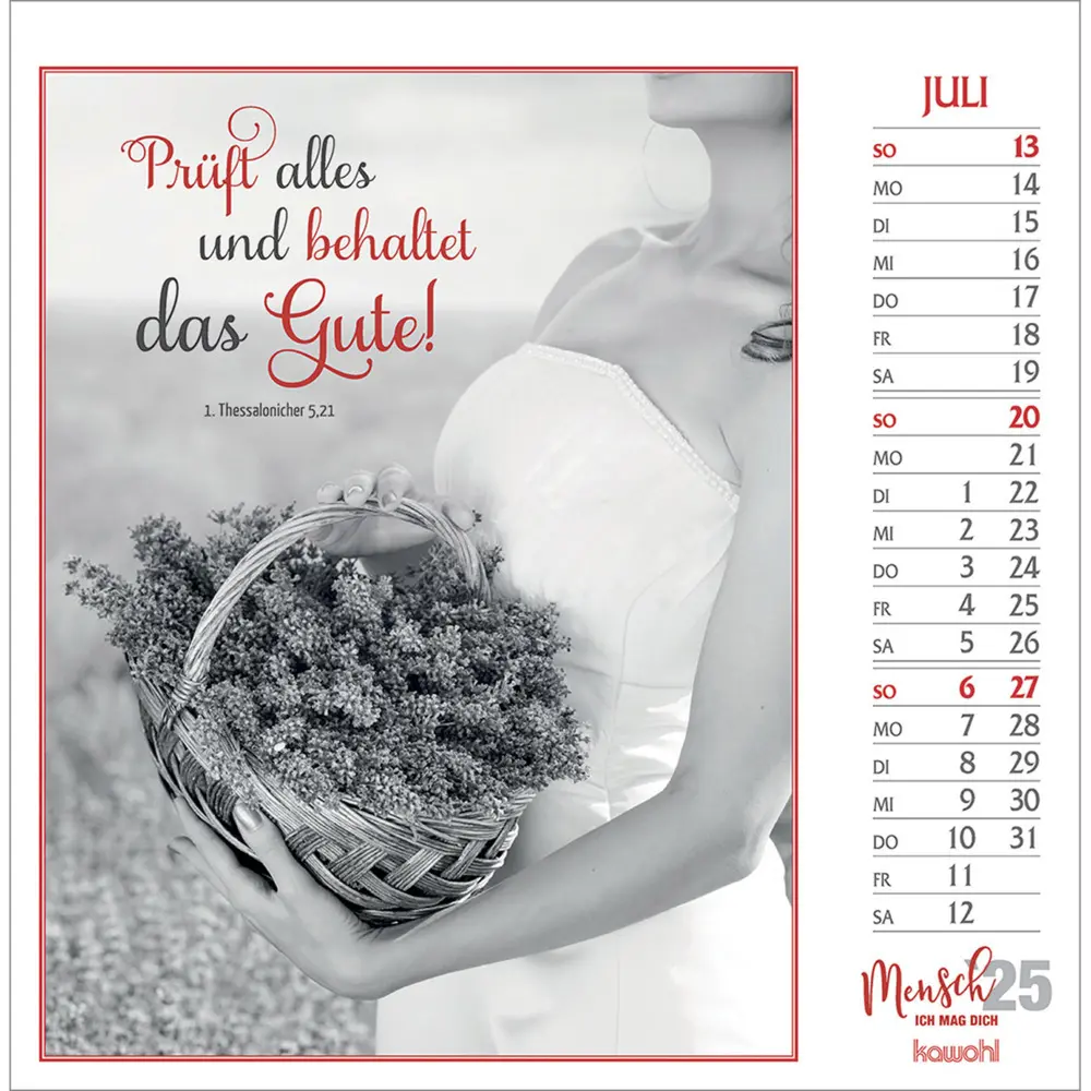 Bild: 9783754874059 | Mensch, ich mag dich 2025 | Schwarz-Weiss-Postkarten-Kalender | 2025