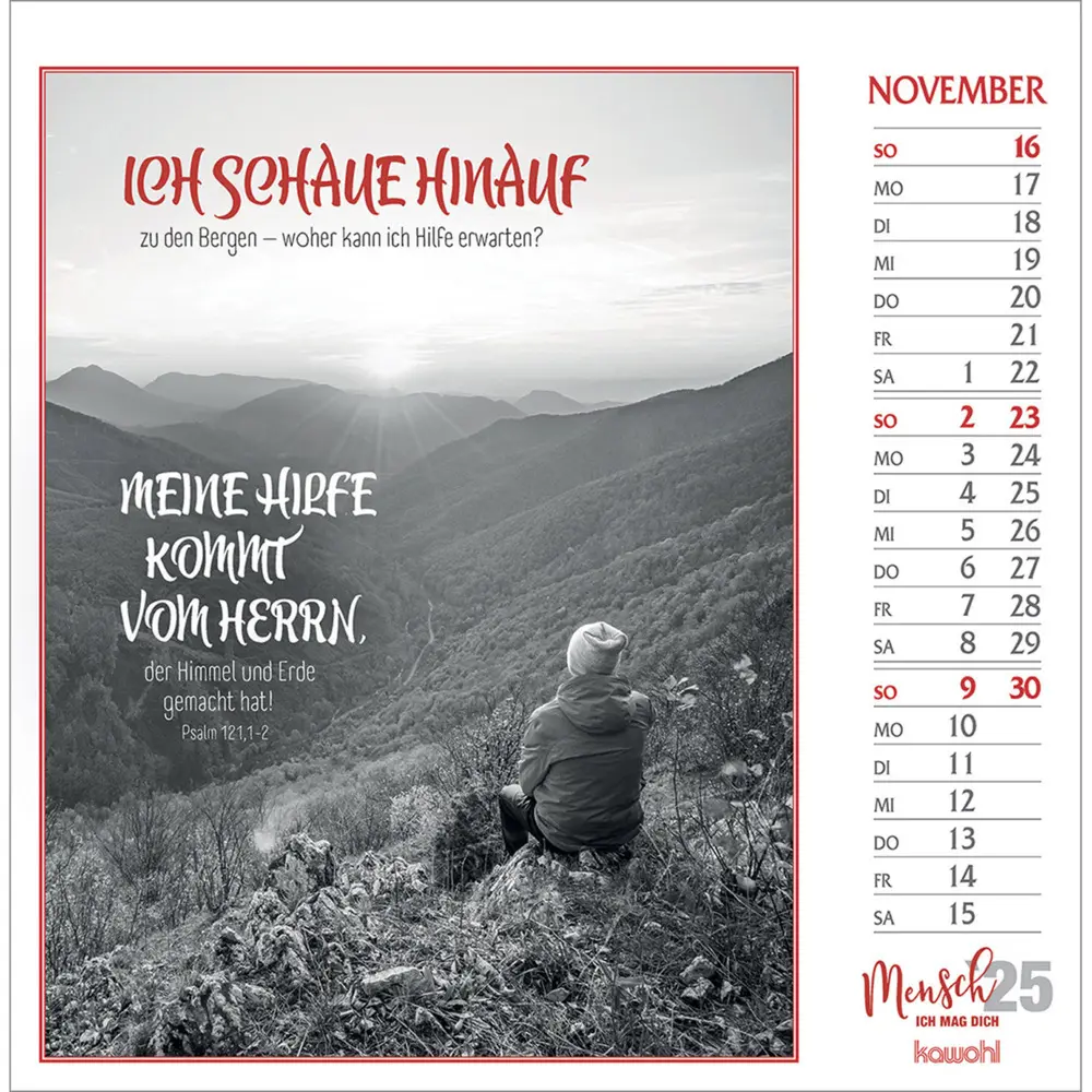 Bild: 9783754874059 | Mensch, ich mag dich 2025 | Schwarz-Weiss-Postkarten-Kalender | 2025
