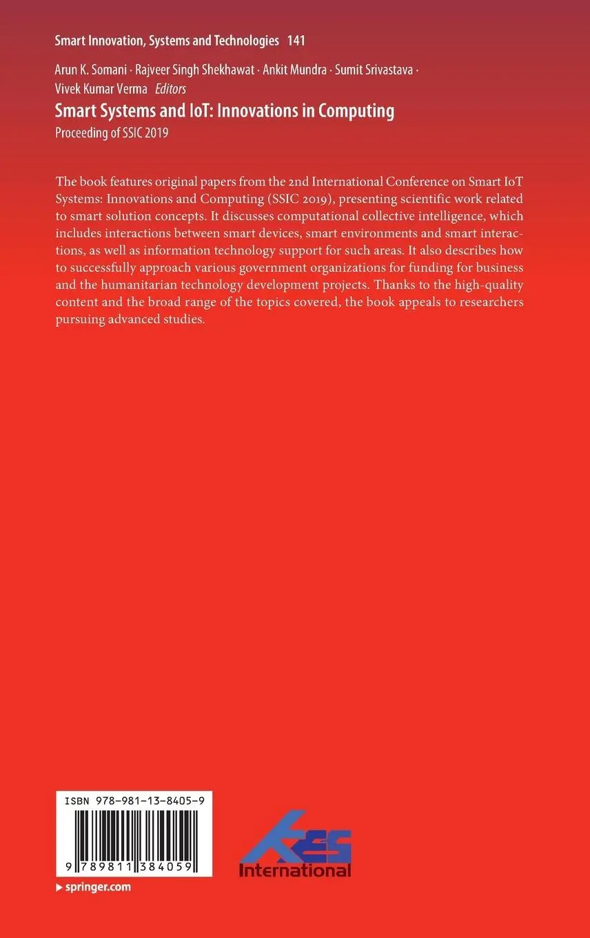 Rückseite: 9789811384059 | Smart Systems and IoT: Innovations in Computing | Somani (u. a.) | xiv