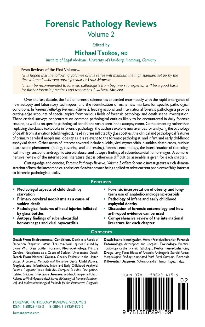 Rückseite: 9781588294159 | Forensic Pathology Reviews Vol 2 | Michael Tsokos | Buch | xvi | 2004