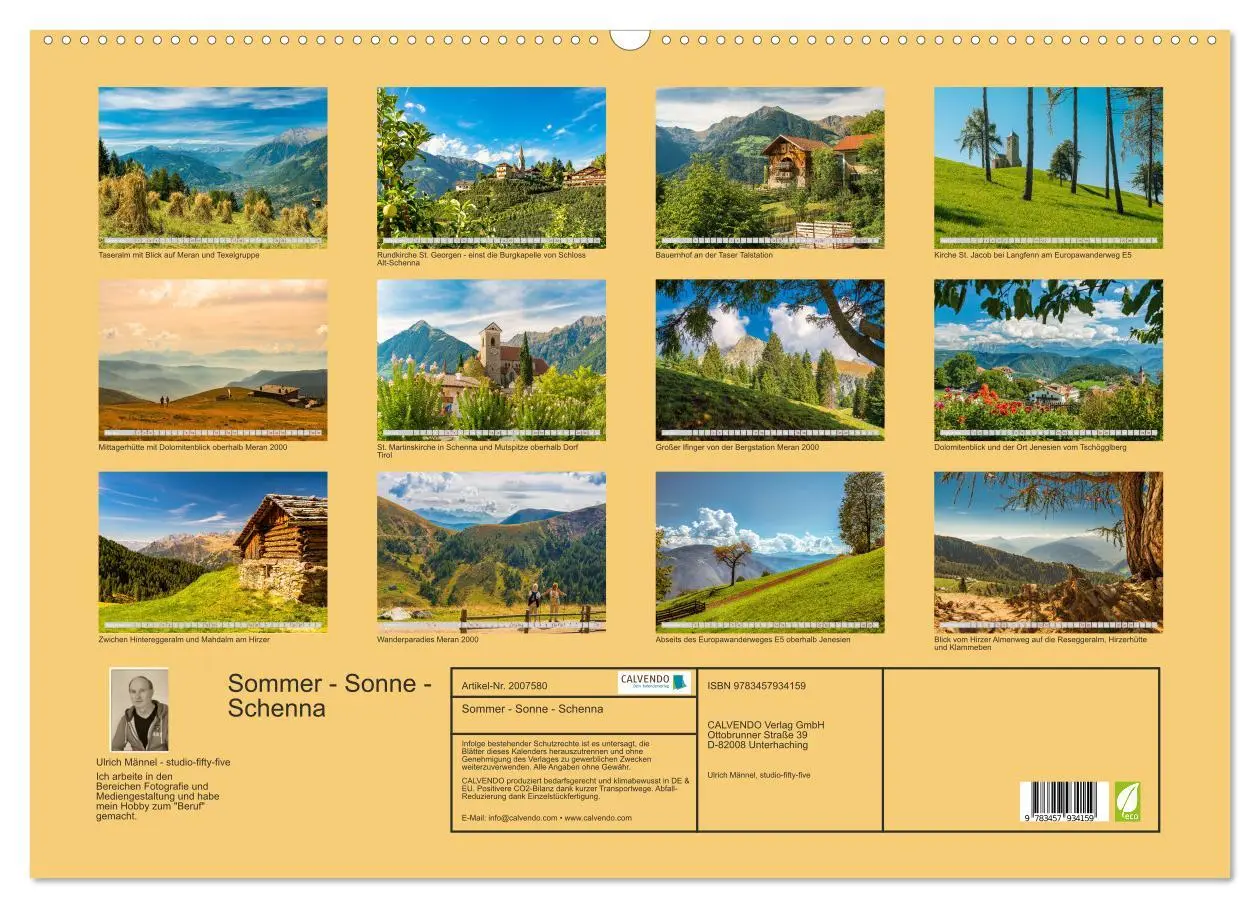 Bild: 9783457934159 | Sommer - Sonne - Schenna (Wandkalender 2026 DIN A2 quer), CALVENDO...