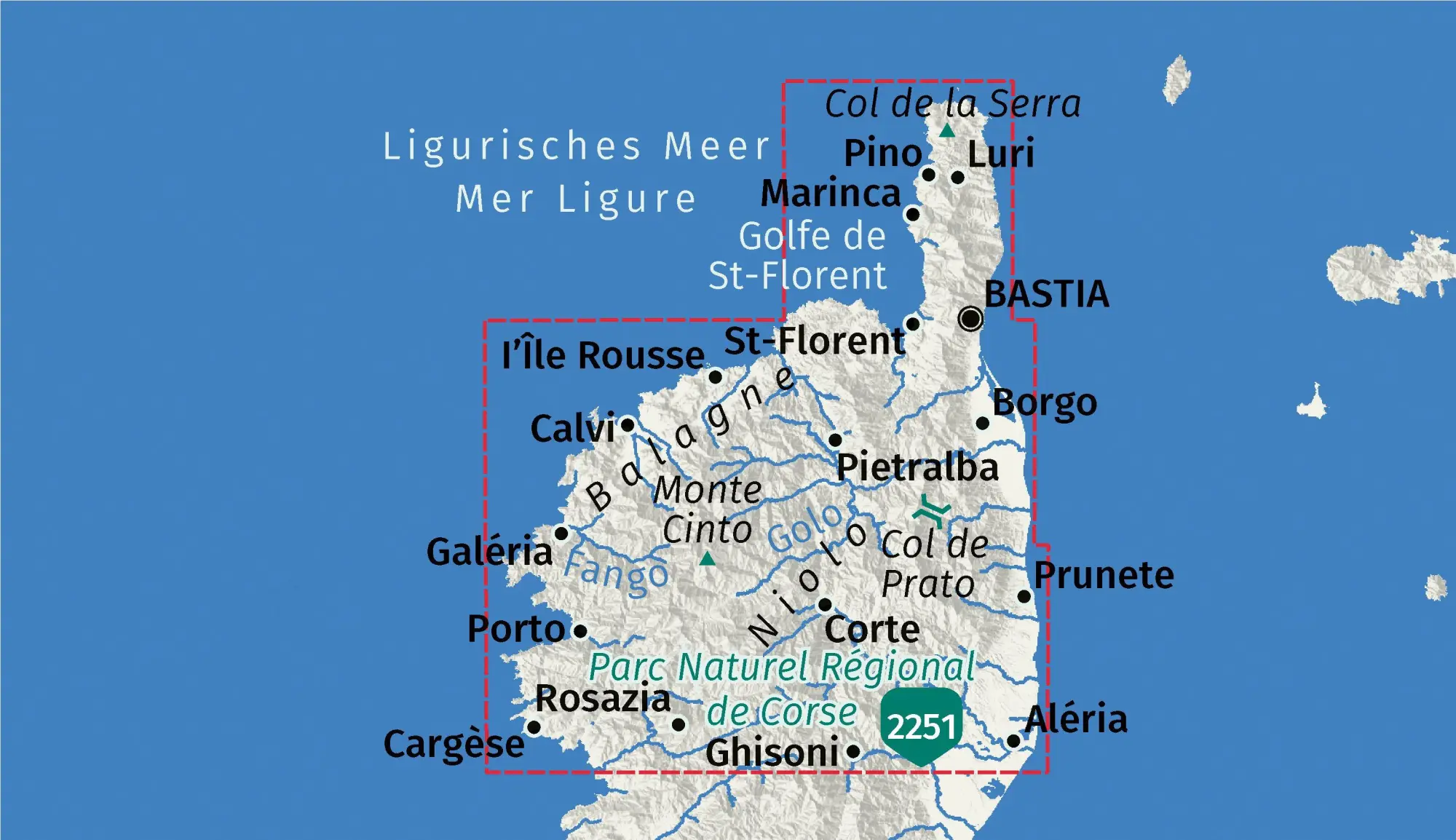 Bild: 9783991544159 | KOMPASS Wanderkarten-Set 2250 Korsika Nord, Corse du Nord,...