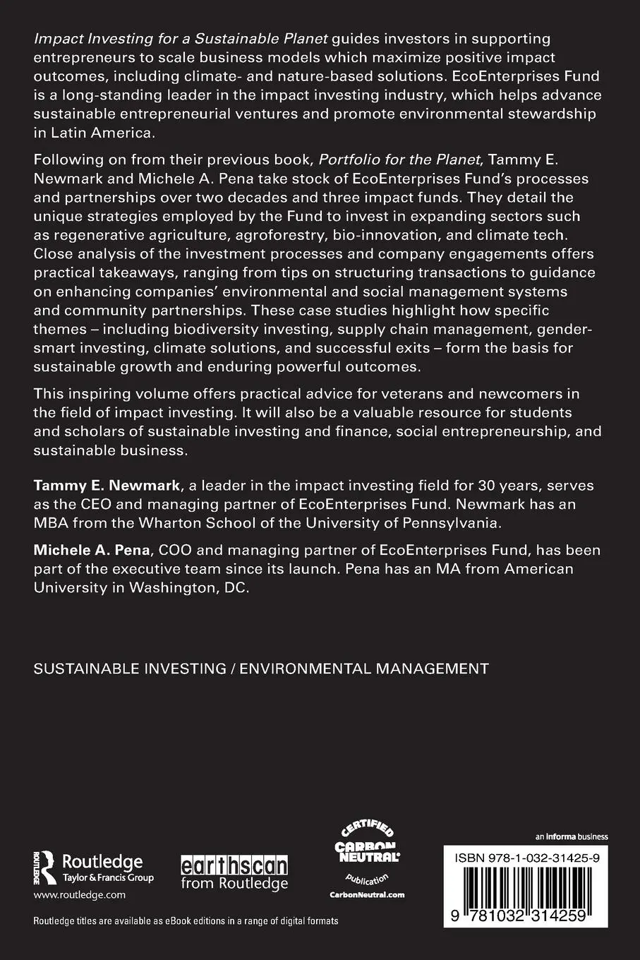 Rückseite: 9781032314259 | Impact Investing for a Sustainable Planet | Tammy E. Newmark (u. a.)