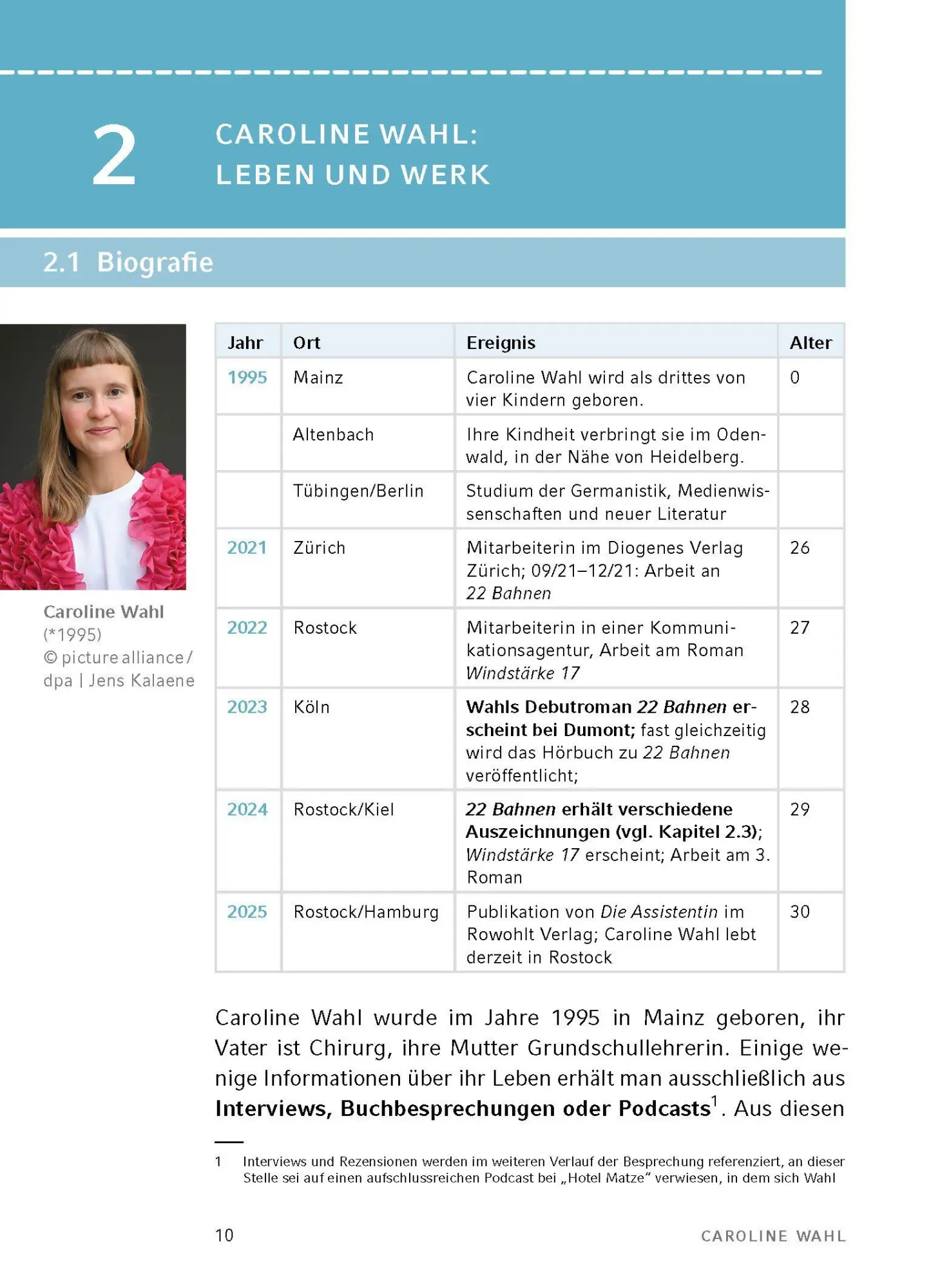 Bild: 9783129304259 | 22 Bahnen von Caroline Wahl - Textanalyse und Interpretation | Wahl