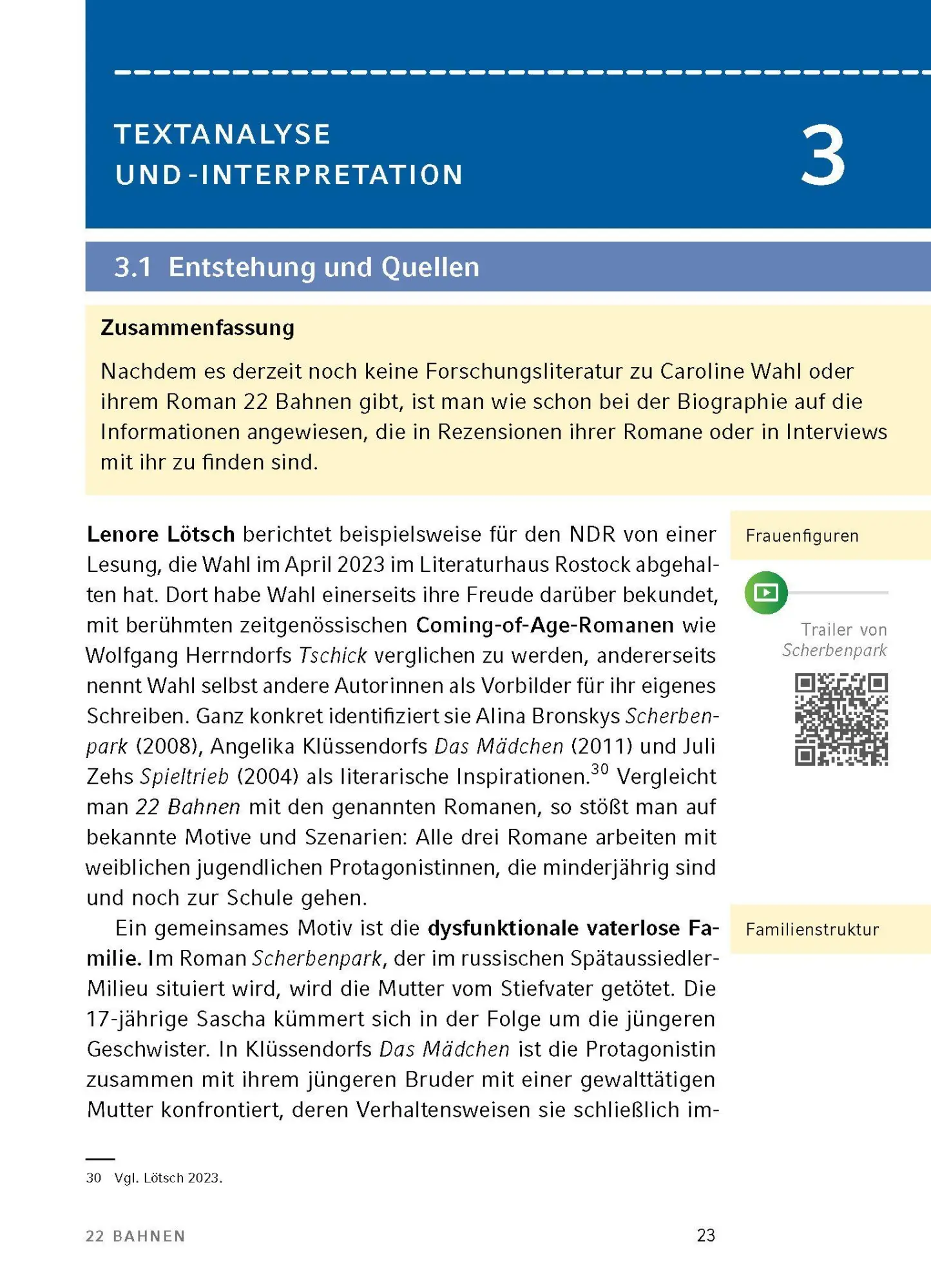Bild: 9783129304259 | 22 Bahnen von Caroline Wahl - Textanalyse und Interpretation | Wahl