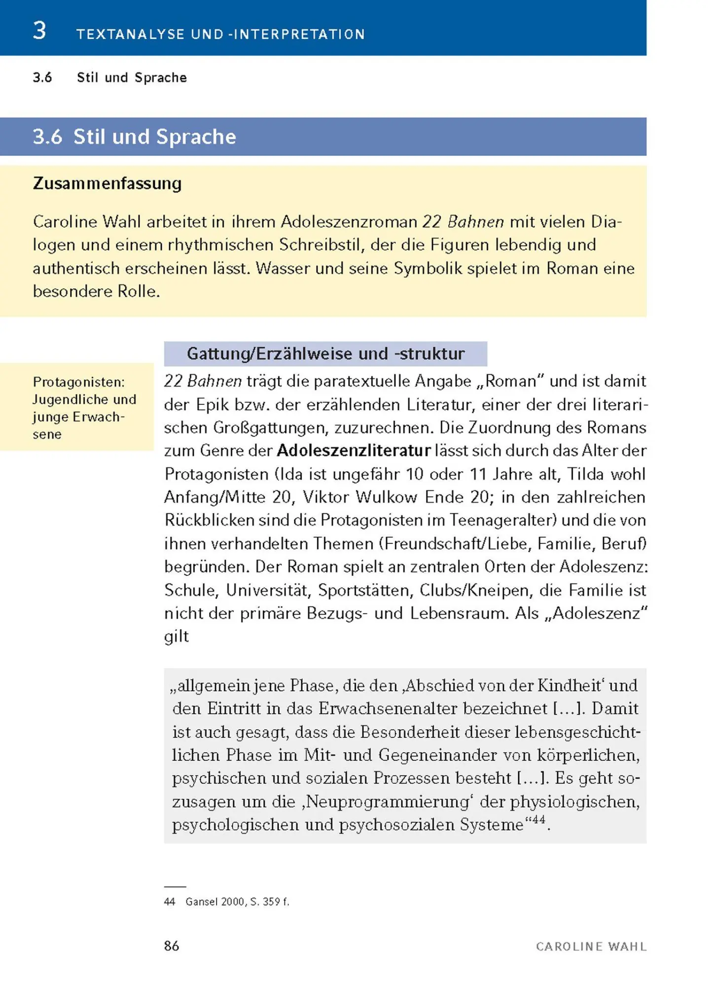 Bild: 9783129304259 | 22 Bahnen von Caroline Wahl - Textanalyse und Interpretation | Wahl