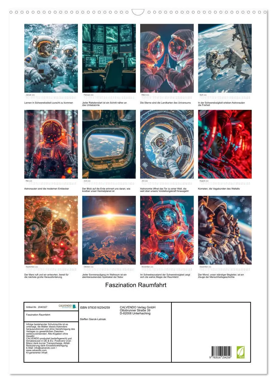Bild: 9783516254259 | Faszination Raumfahrt (Wandkalender 2026 DIN A2 hoch), CALVENDO...
