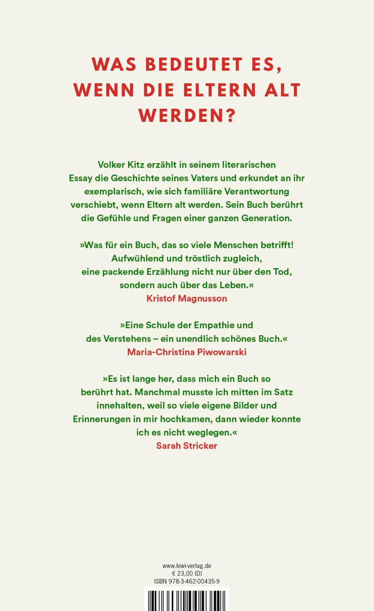 Rückseite: 9783462004359 | Alte Eltern | Über das Kümmern und die Zeit, die uns bleibt | Kitz