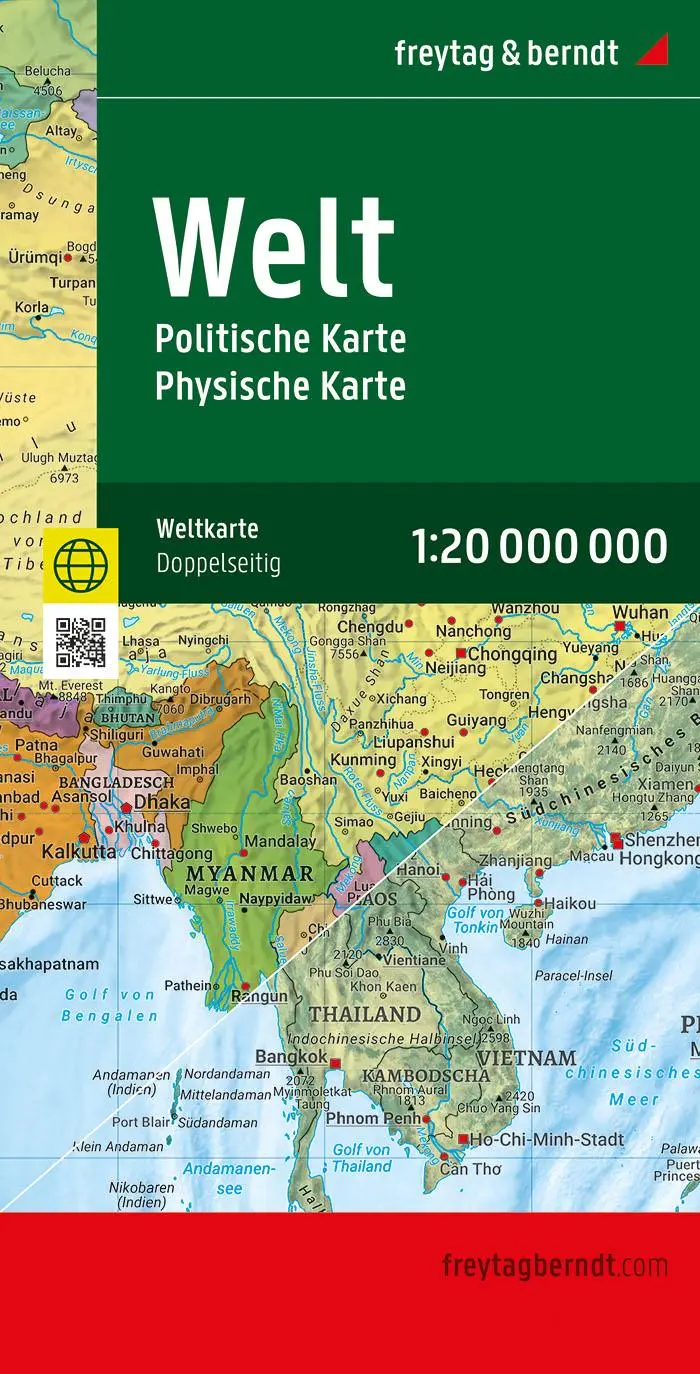 Cover: 9783707924459 | Weltkarte, politisch - physisch, 1:20.000.000, gefaltet, freytag &amp;...