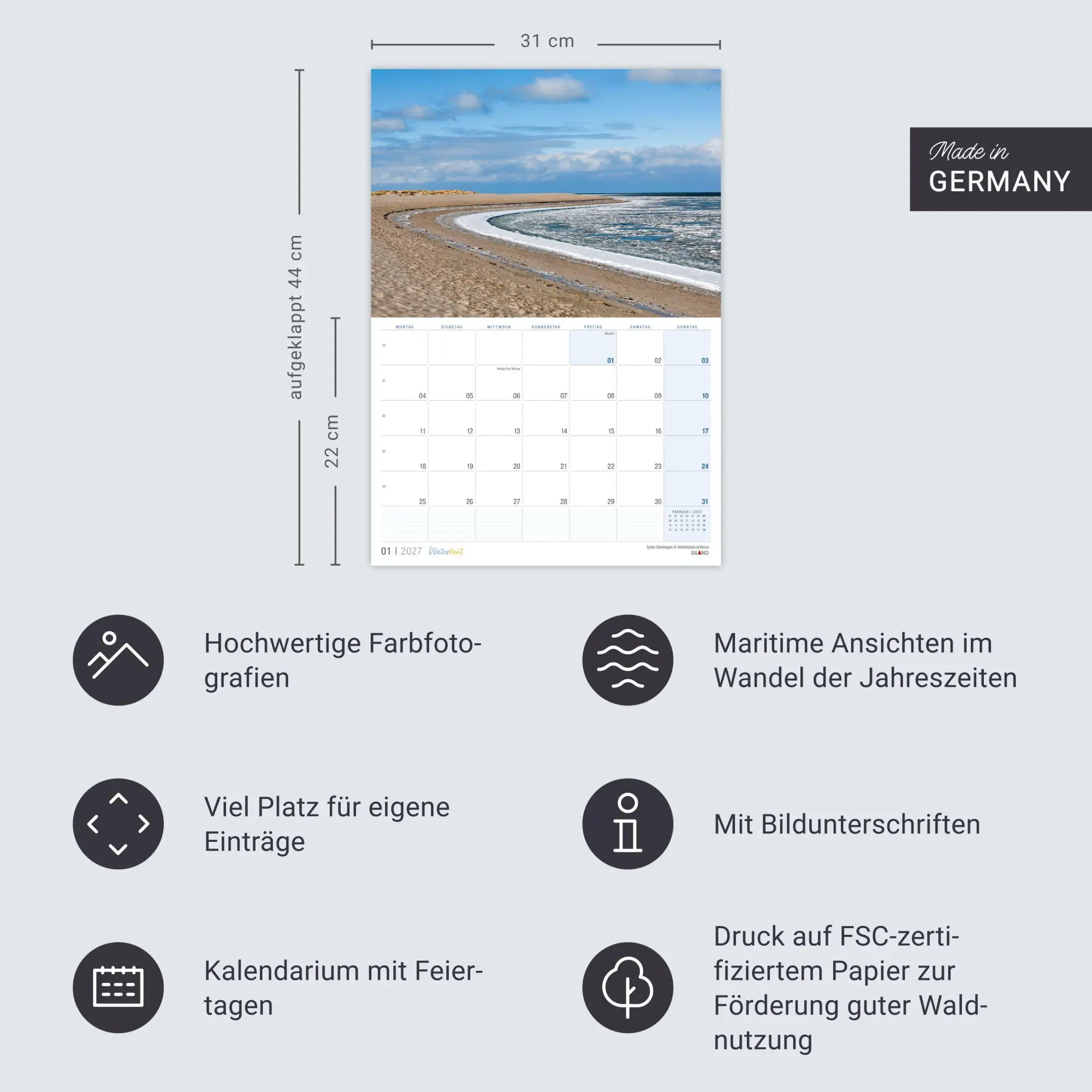 Bild: 9783964024459 | Waterkant Kalender 2027 | Eiland | Kalender | 13 S. | Deutsch | 2027