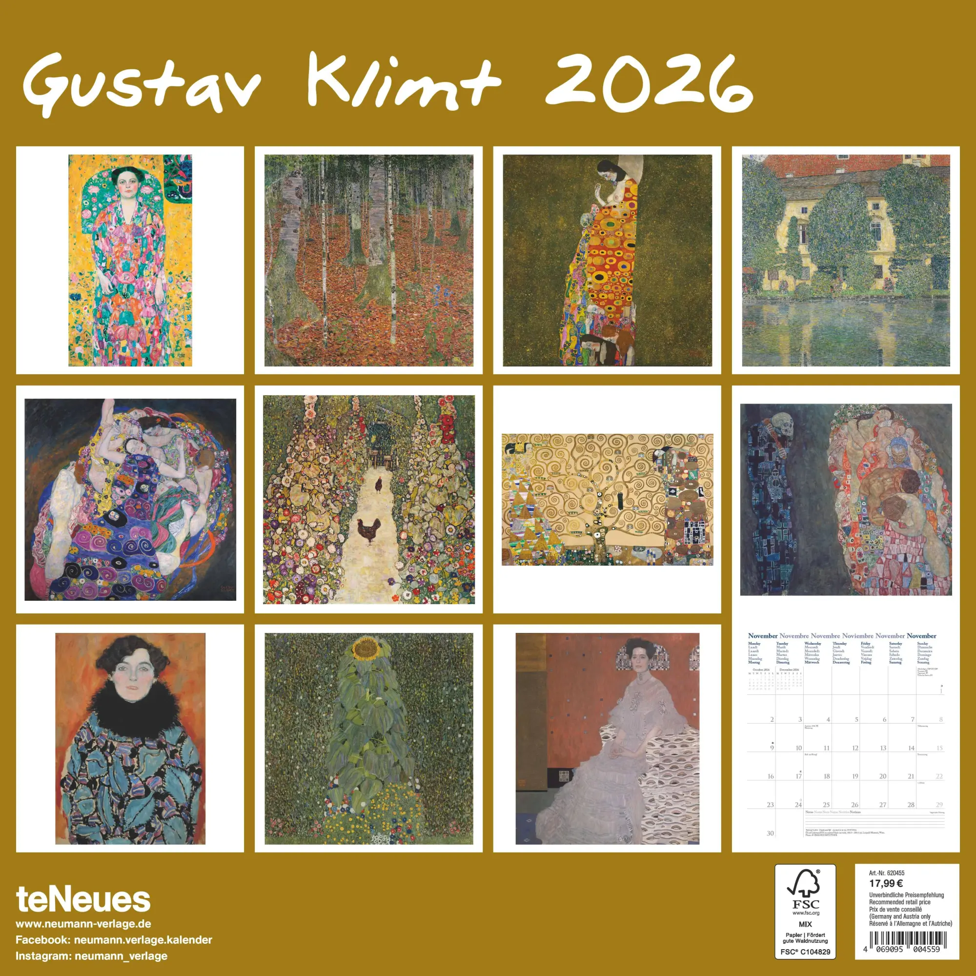 Rückseite: 4069095004559 | Gustav Klimt 2026 - Wand-Kalender - Broschüren-Kalender - 30x30 -...