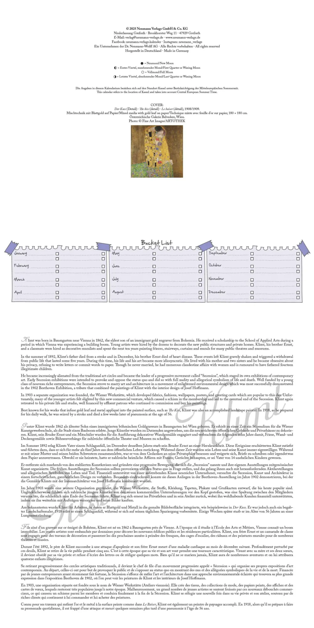 Bild: 4069095004559 | Gustav Klimt 2026 - Wand-Kalender - Broschüren-Kalender - 30x30 -...