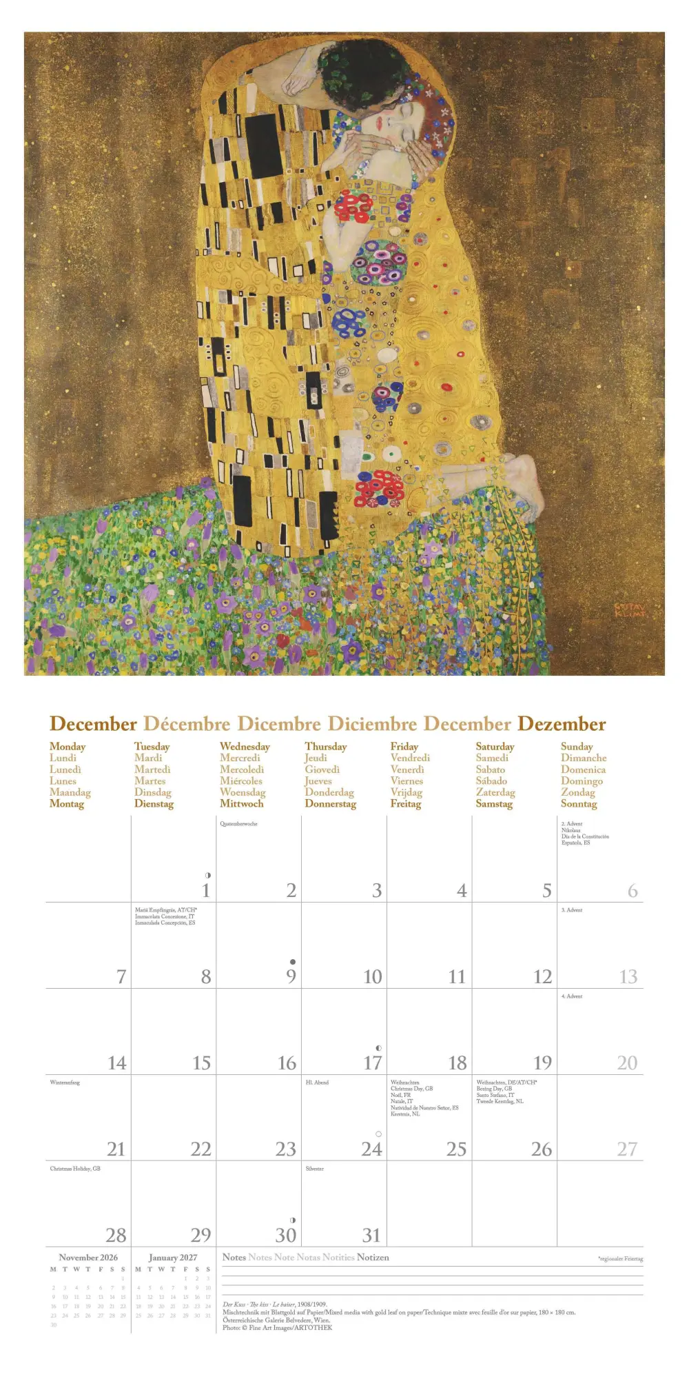 Bild: 4069095004559 | Gustav Klimt 2026 - Wand-Kalender - Broschüren-Kalender - 30x30 -...