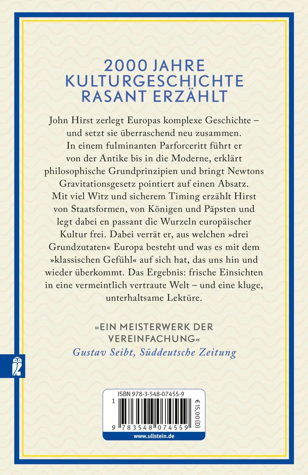 Rückseite: 9783548074559 | Die kürzeste Geschichte Europas | John Hirst | Taschenbuch | 288 S.
