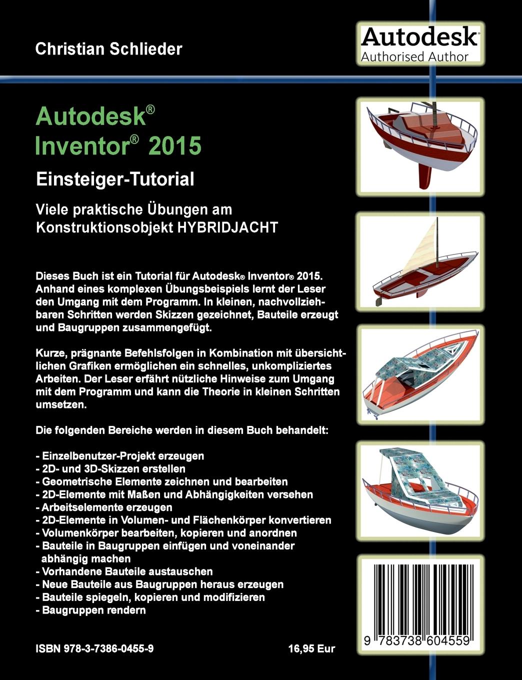 Rückseite: 9783738604559 | Autodesk Inventor 2015 - Einsteiger-Tutorial HYBRIDJACHT | Schlieder