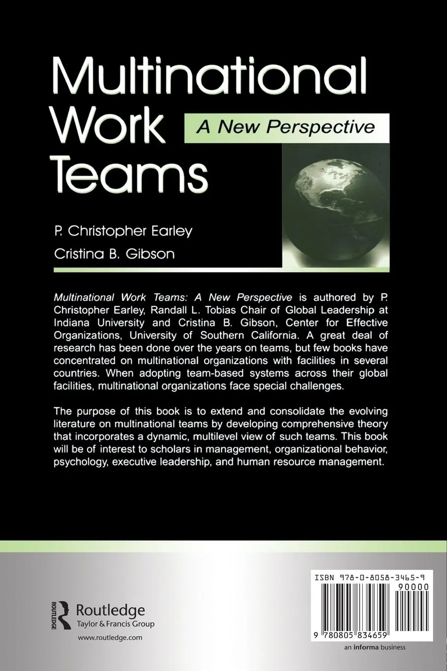 Rückseite: 9780805834659 | Multinational Work Teams | A New Perspective | Earley (u. a.) | Buch