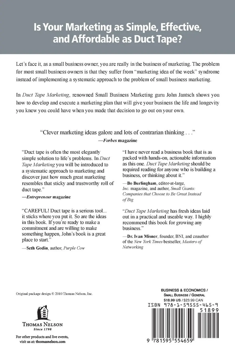 Rückseite: 9781595554659 | Duct Tape Marketing Revised and Updated | John Jantsch | Taschenbuch