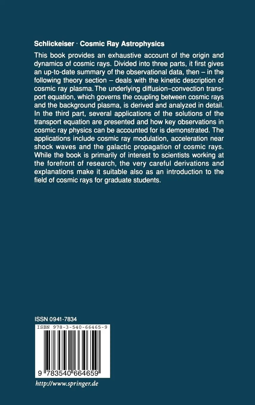 Rückseite: 9783540664659 | Cosmic Ray Astrophysics | Reinhard Schlickeiser | Buch | xv | Englisch