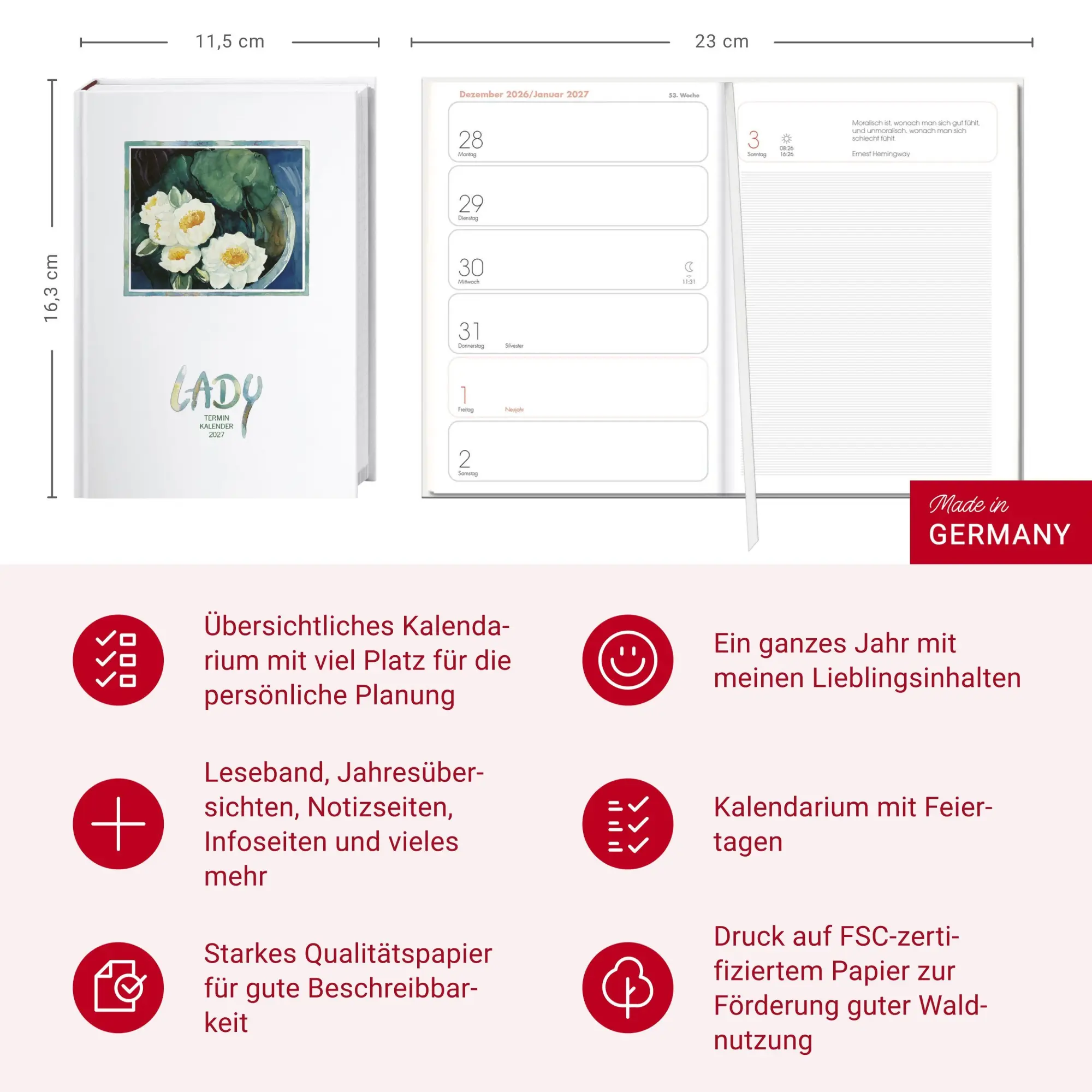 Bild: 9783756414659 | Lady Terminkalender A6 2027 | Heye | Buch | Kalenderbücher Heye | 2027