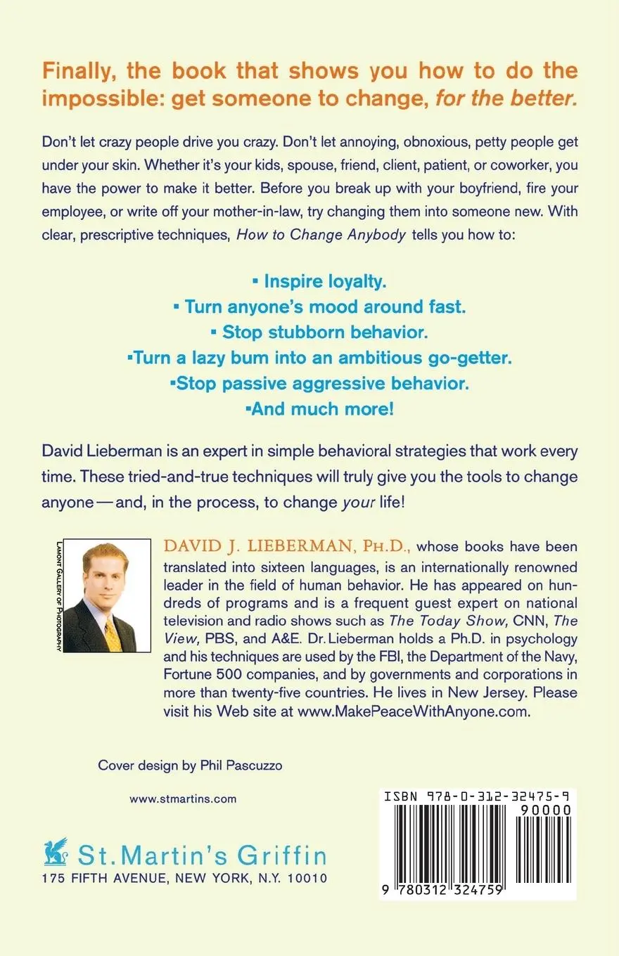 Rückseite: 9780312324759 | HOW TO CHANGE ANYBODY | David J. Ph. D Lieberman | Taschenbuch | 2005