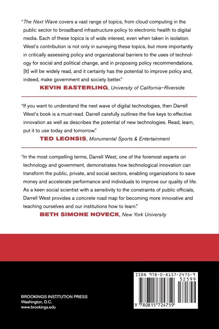 Rückseite: 9780815724759 | The Next Wave | Darrell M. West | Taschenbuch | Englisch | 2011