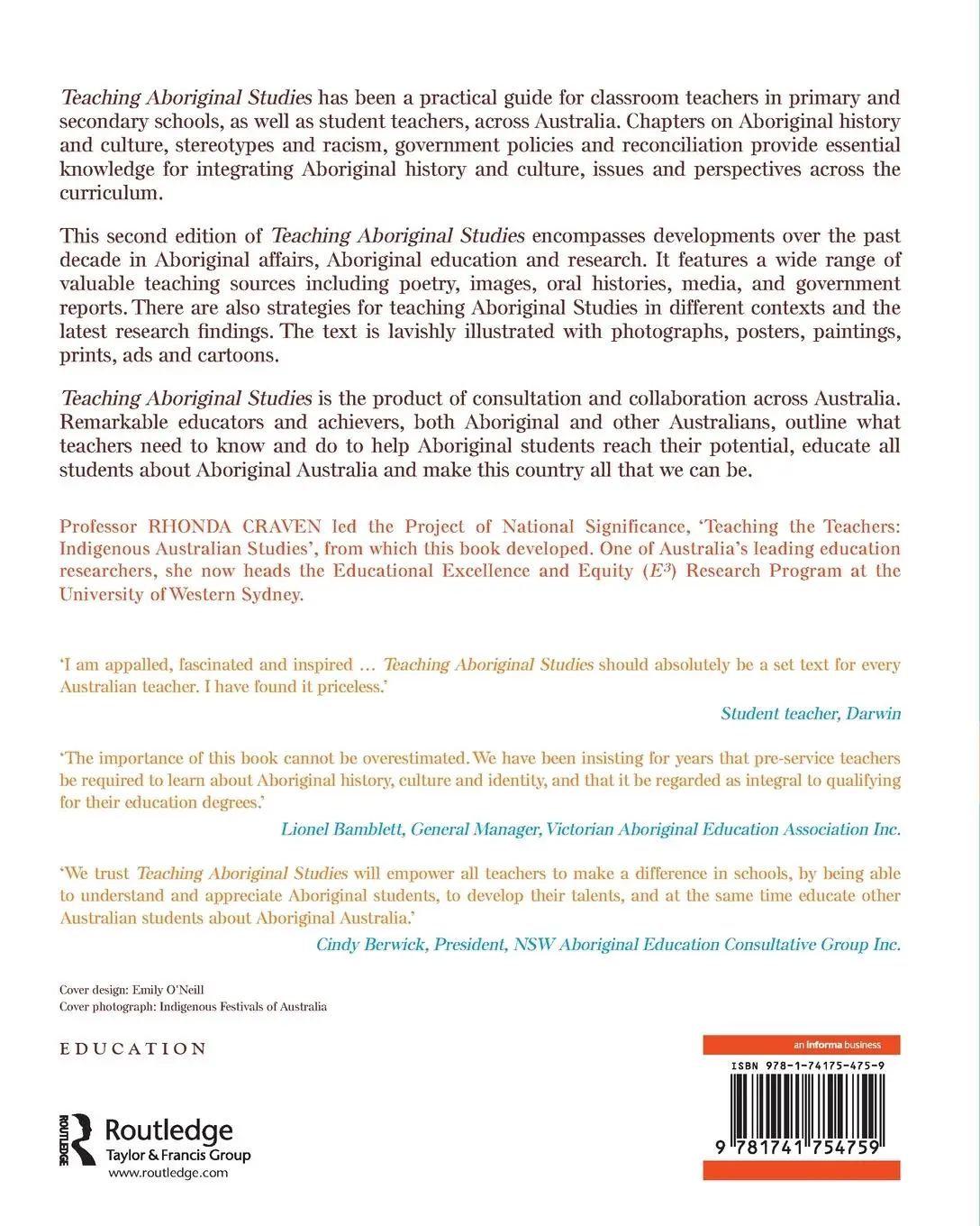 Rückseite: 9781741754759 | Teaching Aboriginal Studies | Rhonda Craven | Taschenbuch | Englisch